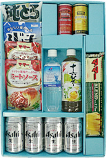 2012年6月にお贈りした3,000円相当の商品(アサヒビールグループ商品、日清製粉グループ商品、フジッコ商品詰合せ)