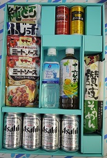 2016年6月にお贈りした3,000円相当の商品(アサヒビールグループ商品、日清製粉グループ商品、フジッコ商品詰合せ)